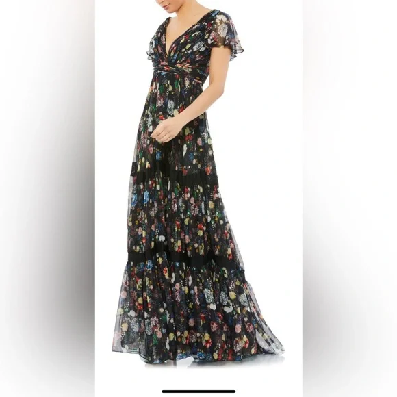 Mac Duggal | Dresses | Mac Duggal Empire Waist Floral Print Tiered Chiffon  Gown